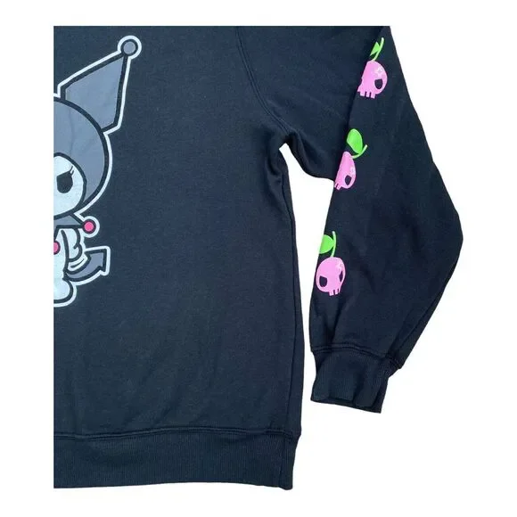 Hello Kitty Sanrio Kuromi Large Black Graphic Sweatshirt‎  Long Sleeve Top NWOT - Picture 3 of 9